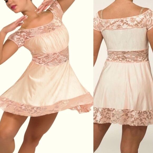 Weissman Other - A Wish Come True blush pink lace Dance costume dress 16370 Crimson adult MA
